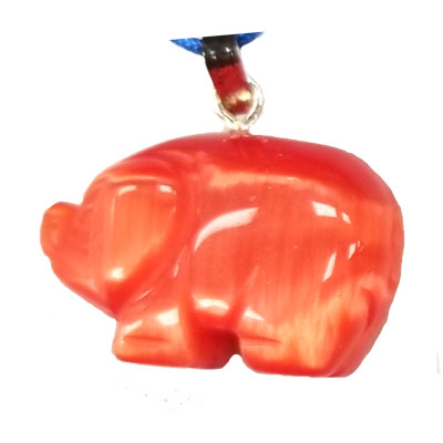 FIBER OPTICAL PIG 17X22MM DARK ORANGE COLOR PENDANT(2PCS)